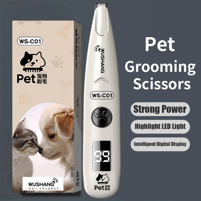 Dog Hair Trimmer With LED Light Waterproof And Low Noise