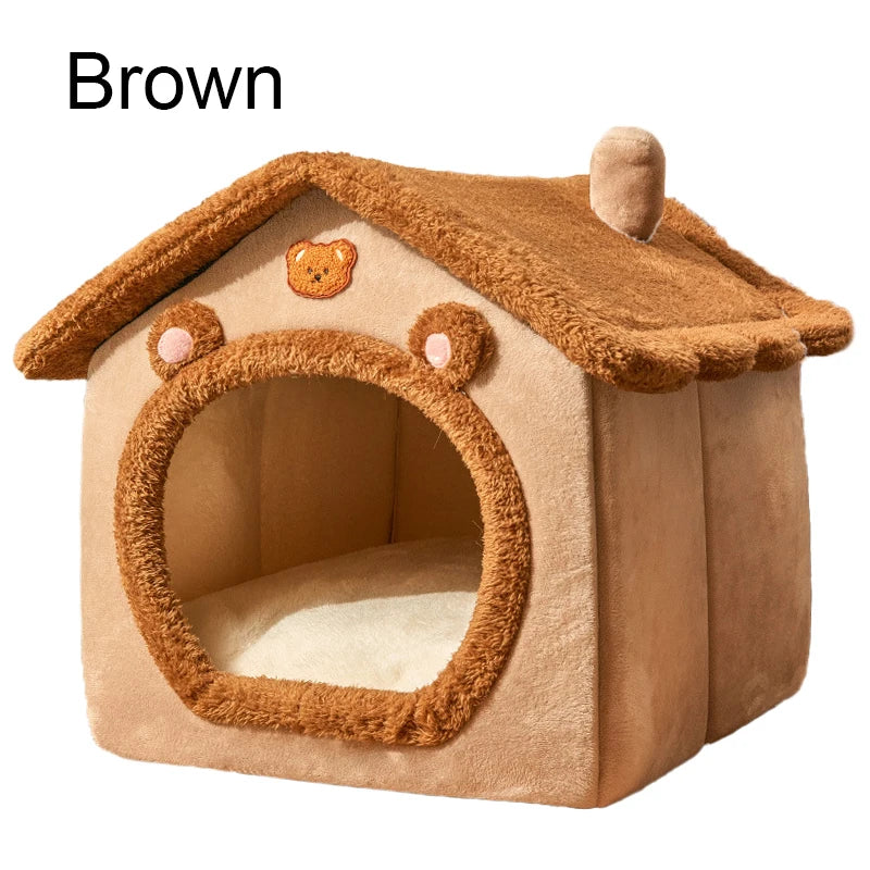 Pet Bed House Cushion Suitable for Small Medium Large Pets Foldable Pet House Removable Washable Cat Bed Indoor Warm Doghouse