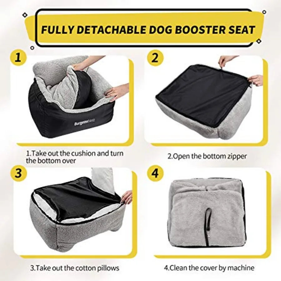 Dog Car Seat for Small Dogs, Soft Pet Car Travel Home Bed Under 25 lbs, Fully Detachable and Washable Cat Booster Carseats with