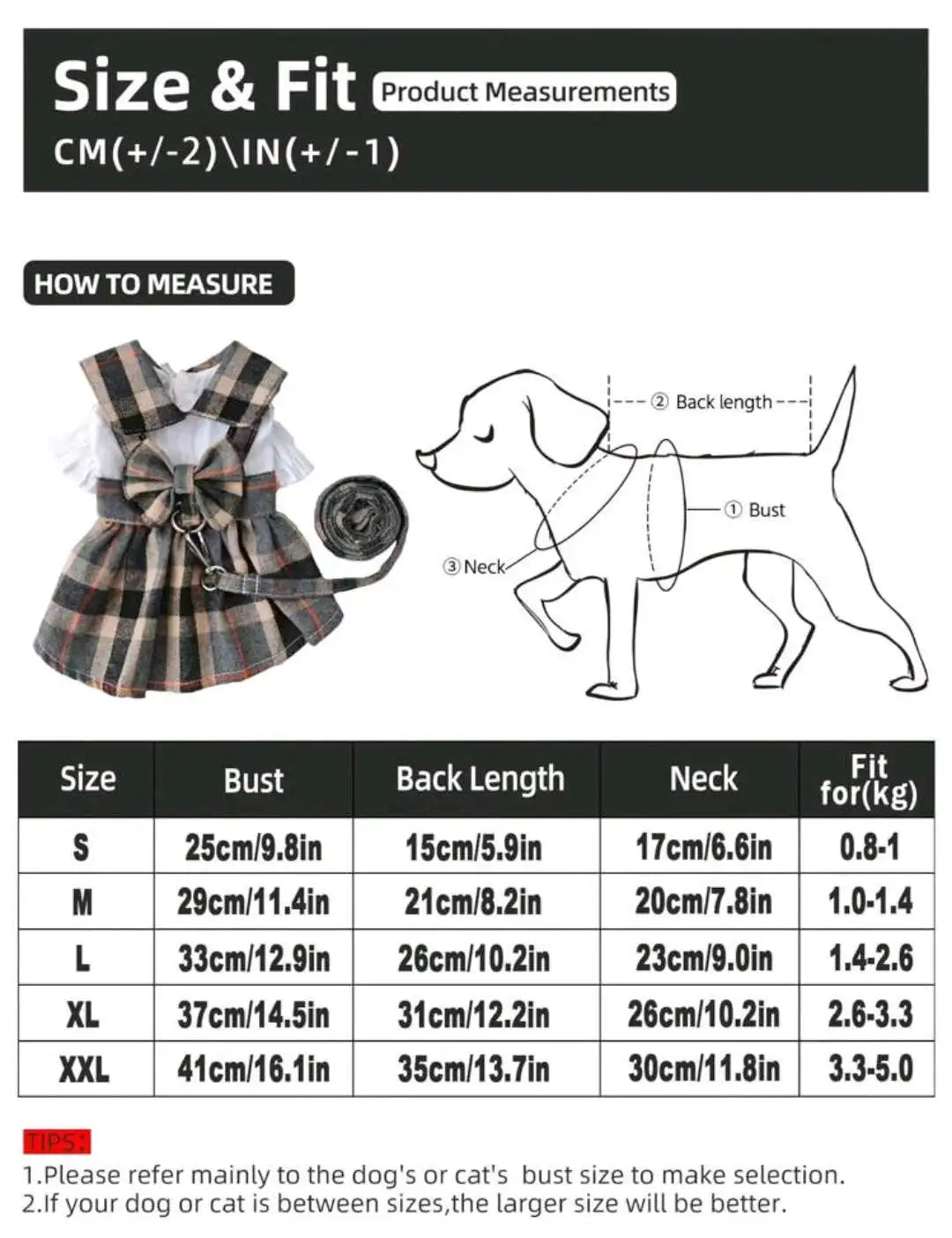 1pc Cute Dog Clothes Plaid Dress With Bowknot Back, Adjustable Leash, Suitable For Cats Dogs Pets, Spring Summer Daily Outfit