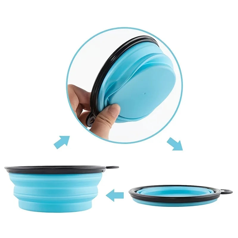 Portable Pet Food Bowl Durable TPR Silicone Collapsible Travel Dish