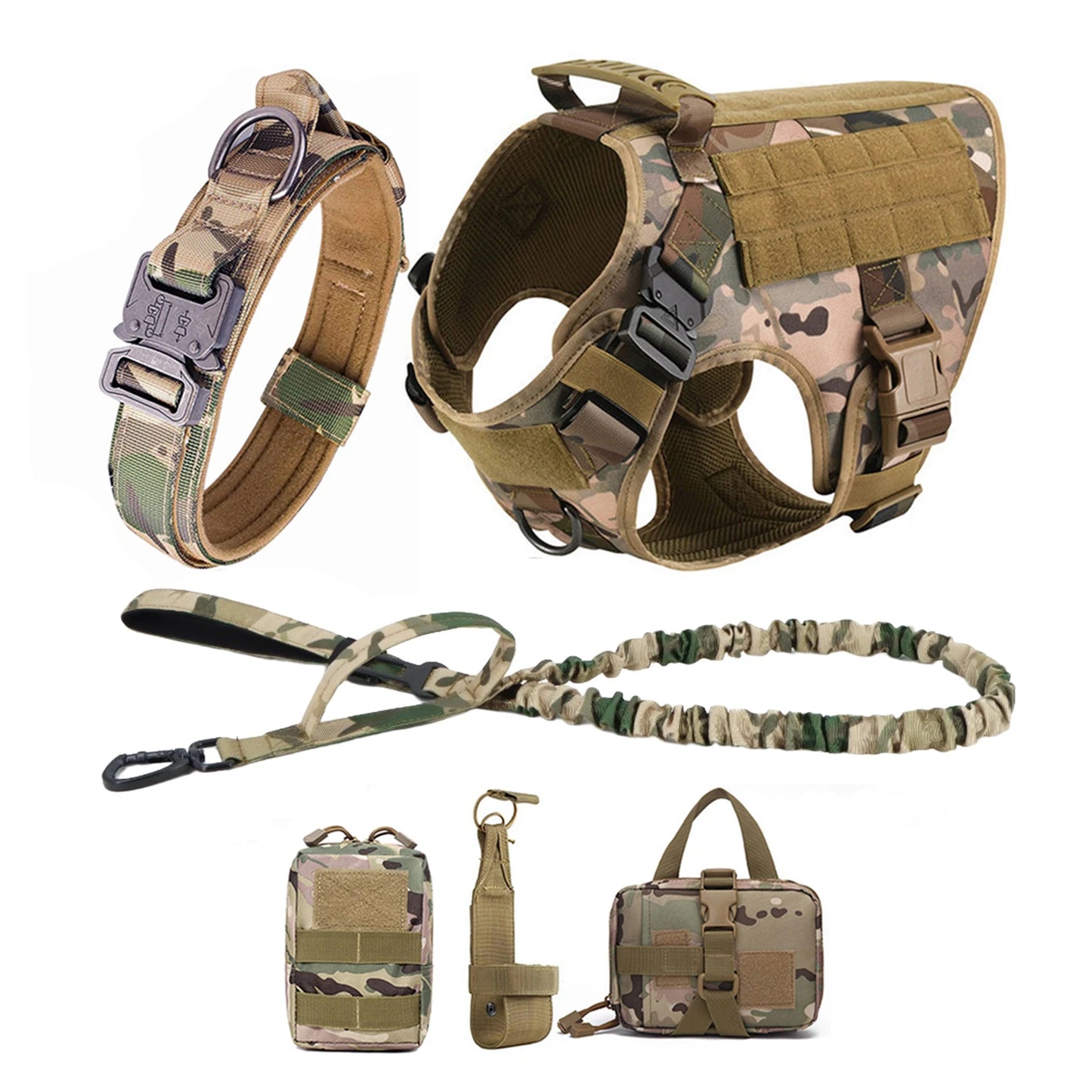 Tactical Dog Harness With Molle Pouches And Reflective Vest