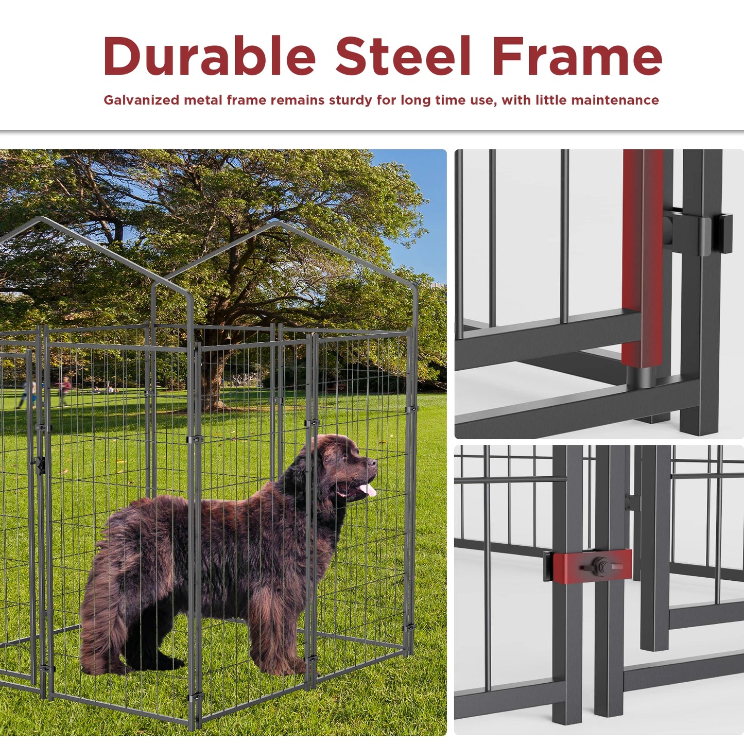 Outdoor Dog Kennel With Anti UV Waterproof Cover Metal Welded Wire Playpen