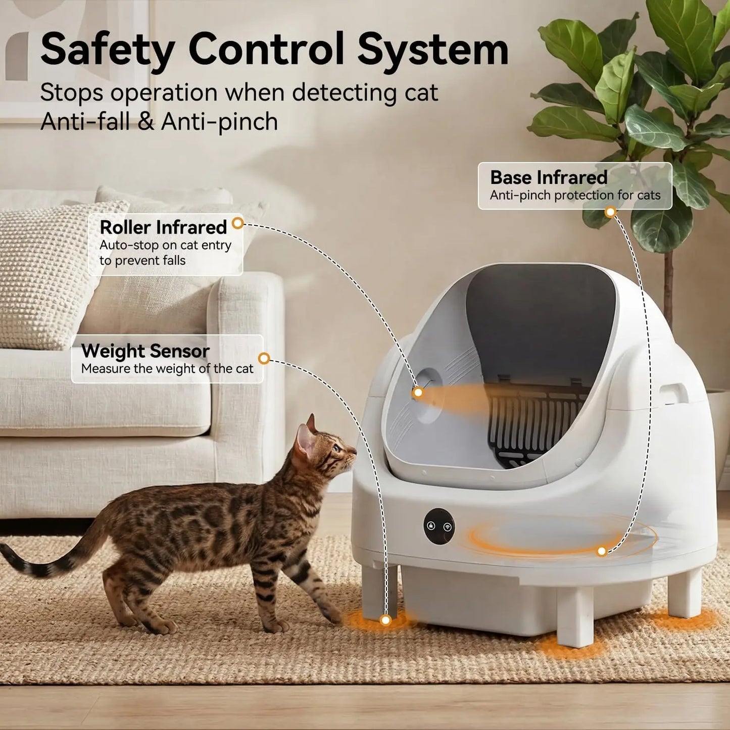 Aoxun Automatic Self Cleaning Litter Box White App Control Odor Control Safety Protection For Multiple Cats With Garbage Bag Litter Mat Fragrance Box