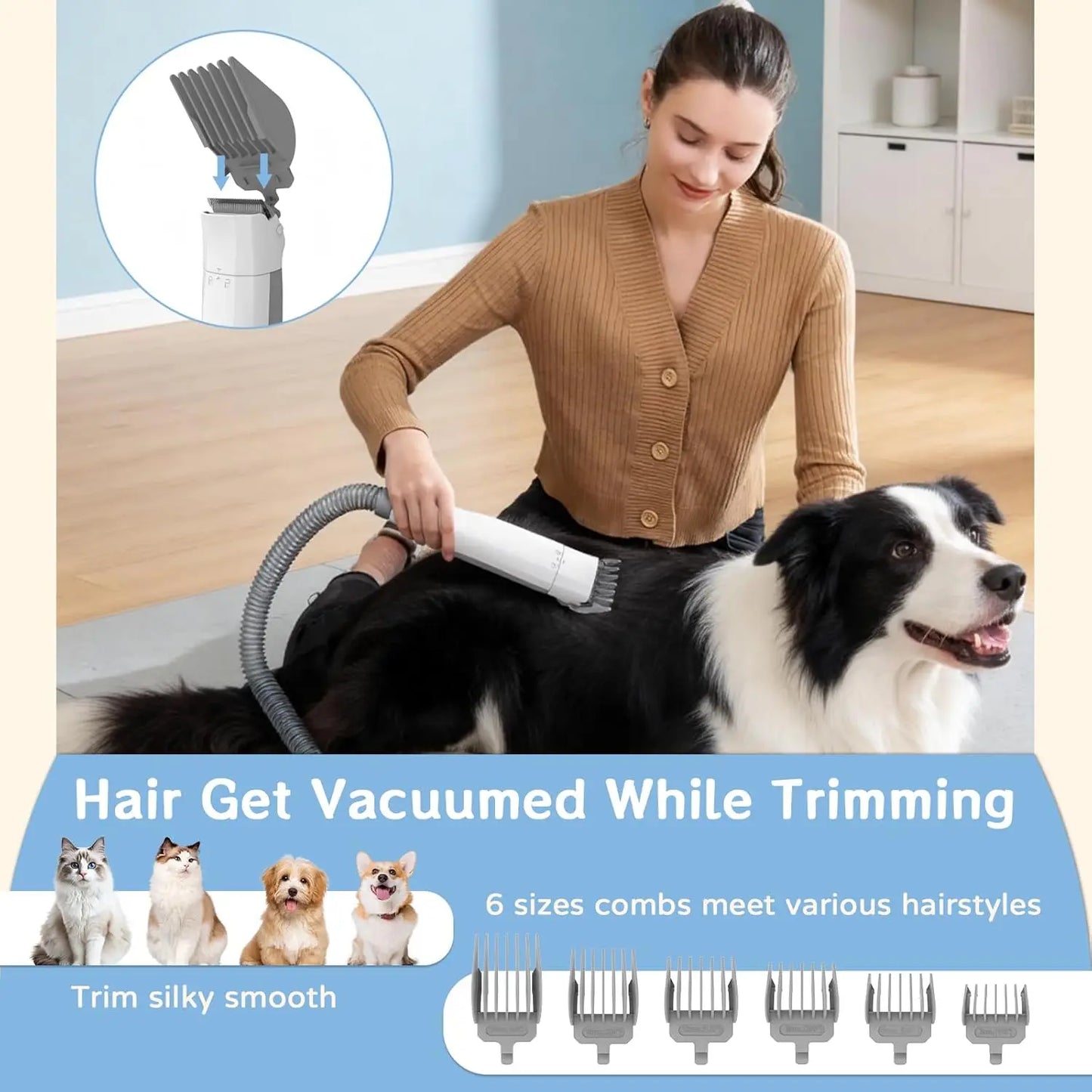 Dog Grooming Vacuum Kit 7 In 1 For Pets Deshedding