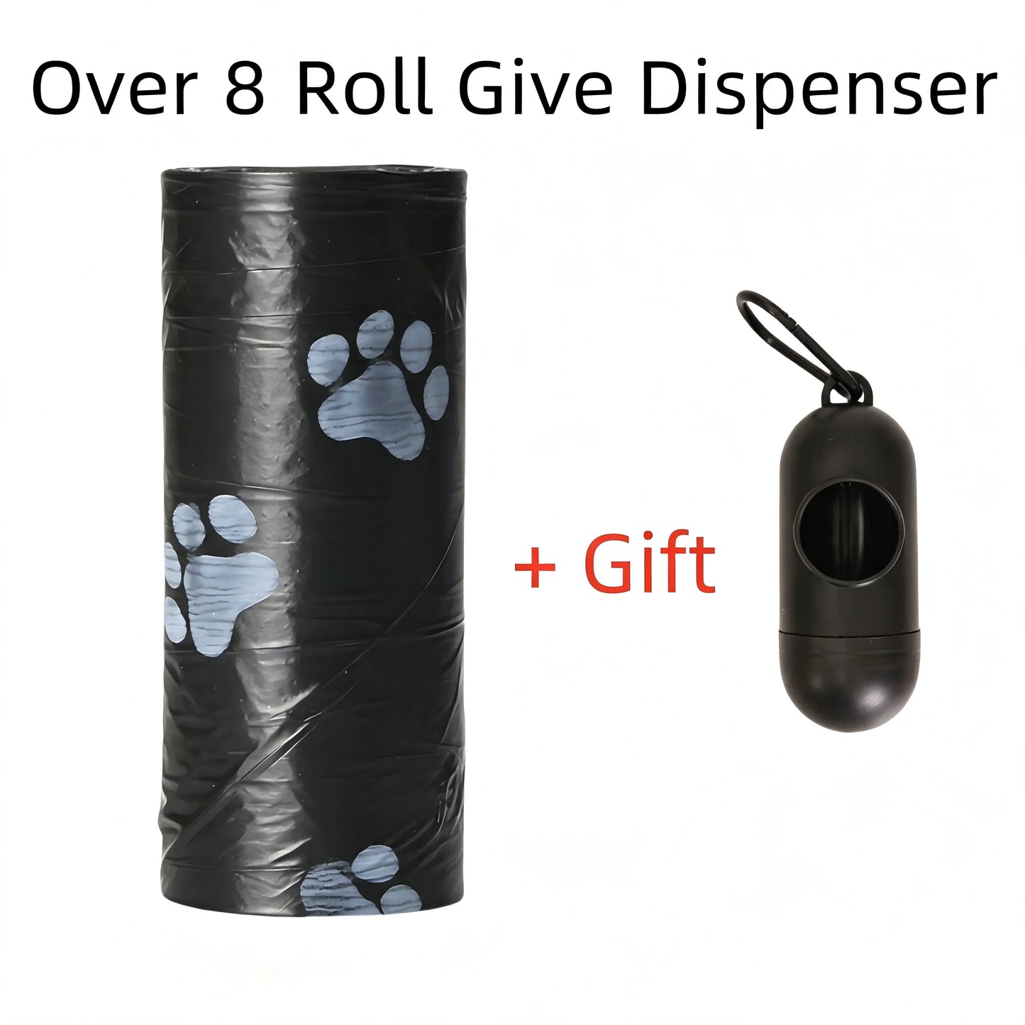 Dog Poop Bags 8 Rolls Paw Print Pattern Leak-Proof Extra Thick Pet Waste Bags Portable Disposable Puppy Walking Clean Garbage Bags