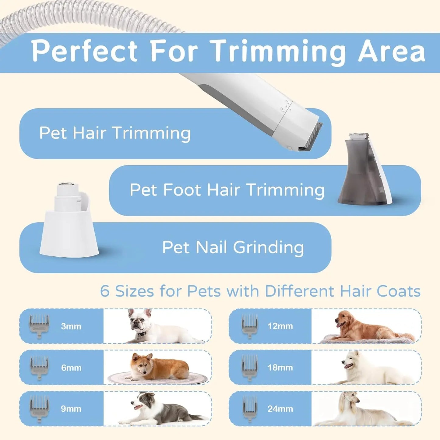 Dog Grooming Vacuum Kit 7 In 1 For Pets Deshedding
