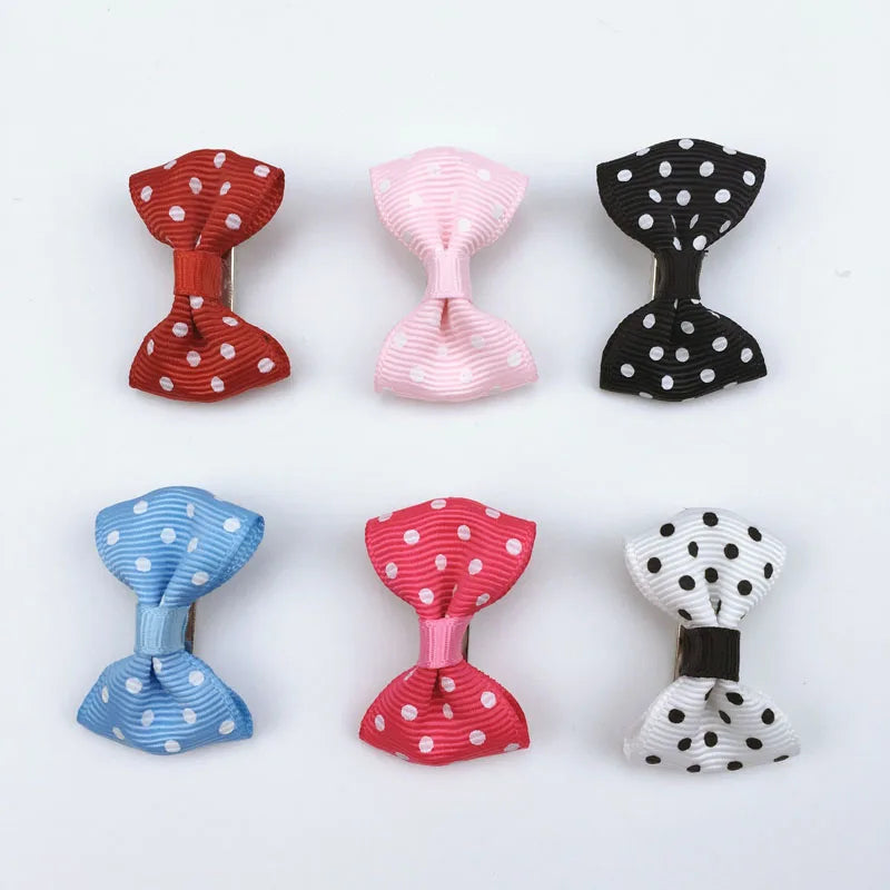 (100 pieces/lot) Cute Handmade Pet Hair Grooming Accessories 73 Colors Boutique Ribbon Dog Cat Hair Bows With Metal Clips