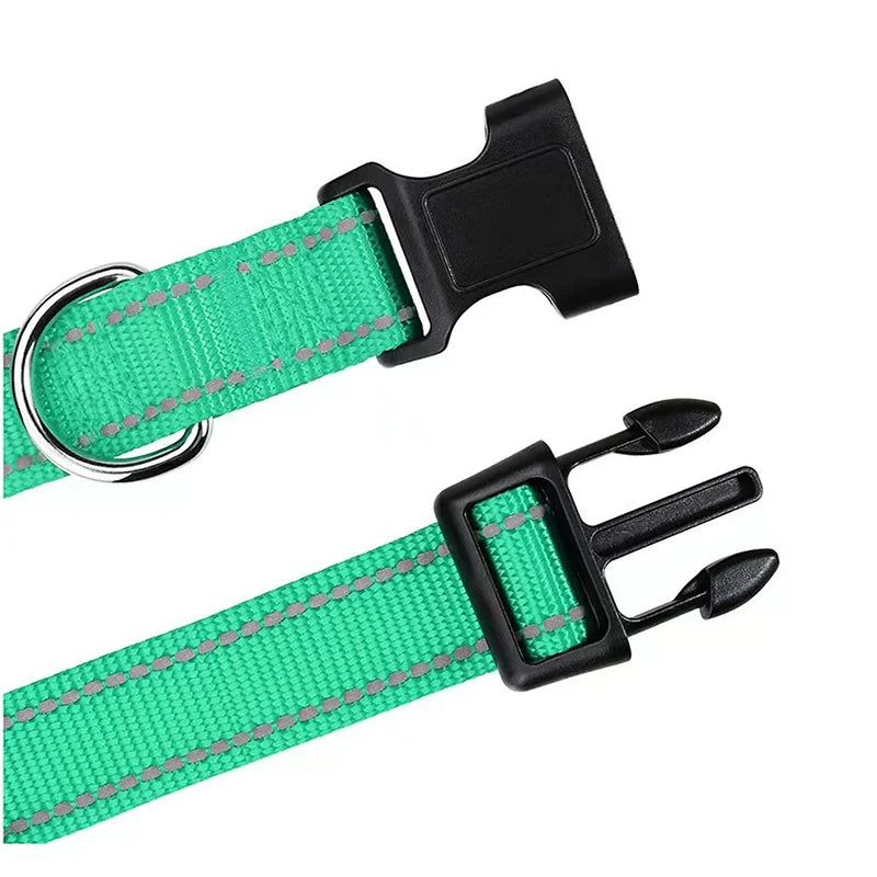 Reflective Pet Collar Adjustable Nylon Collar For Dogs Cats Anti Slip Anti Choke Pet Walking Collar Durable Pet Accessories