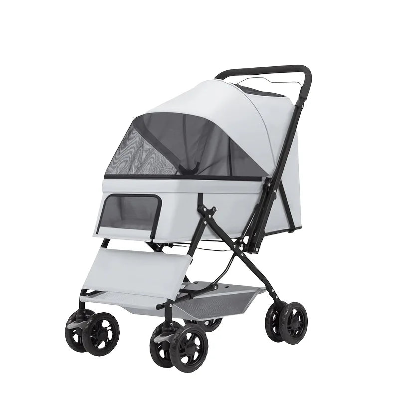 Premium Pet Stroller Large Space 4 Wheel Stable Travel Cart For Dogs And Cats