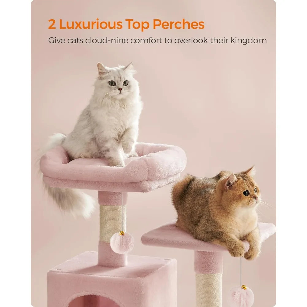 NBVCX Tall Cat Tree Condo With Scratching Posts Perches Caves Hammock Toys