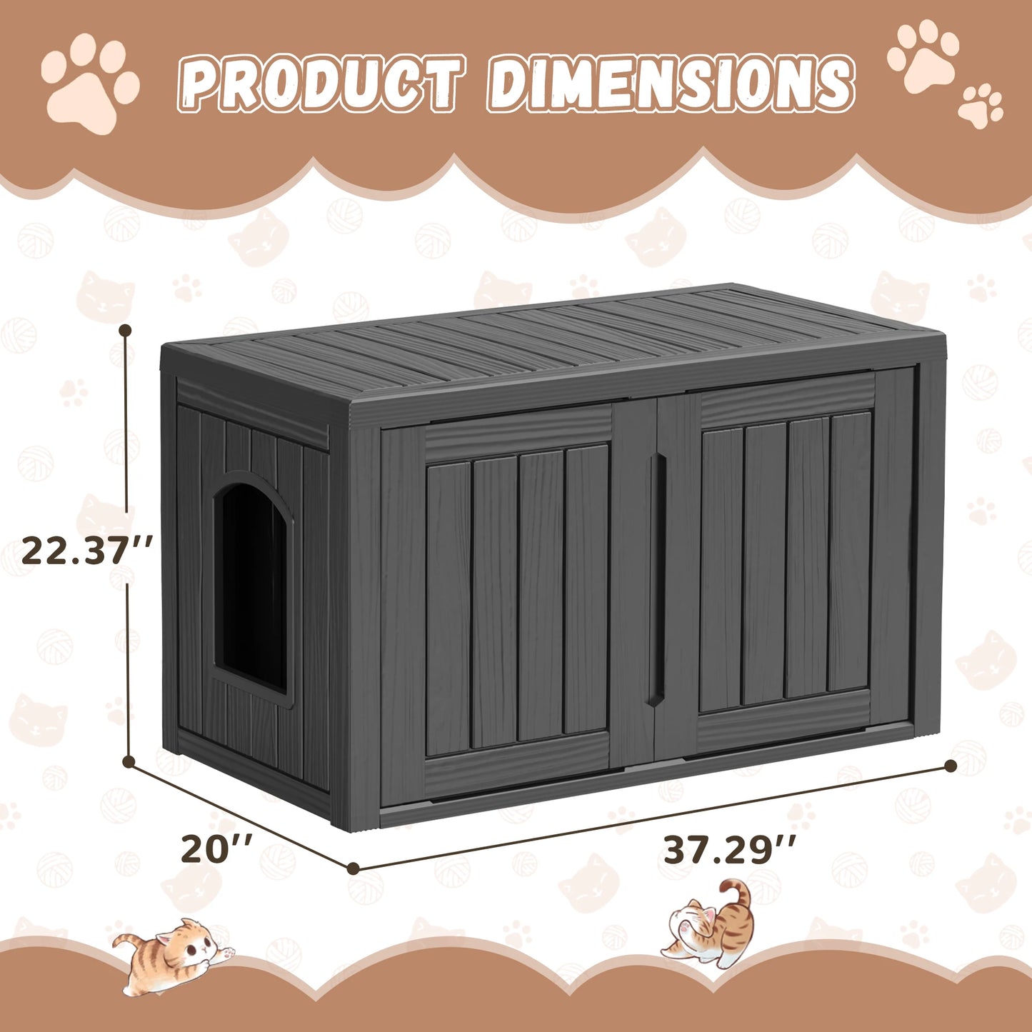 Hidden Resin Cat House Weatherproof Indoor Outdoor Shelter With Doors