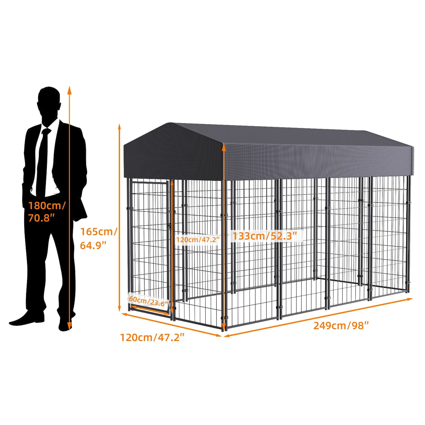 Outdoor Dog Kennel With Anti UV Waterproof Cover Metal Welded Wire Playpen