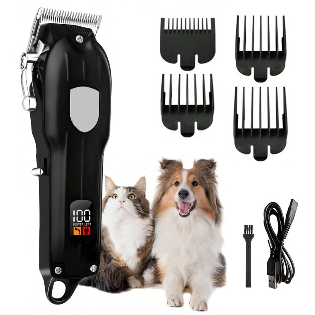 Electric Pet Hair Clipper USB Rechargeable LCD Display Dog Cat Grooming Trimmer Shaver with Guide Combs Kit