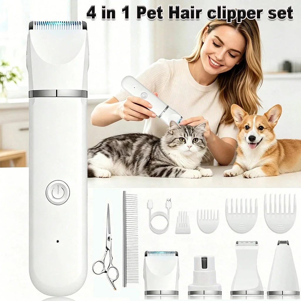SHUYU 4 In 1 Pet Hair Clipper Cordless Dog Cat Grooming Kit