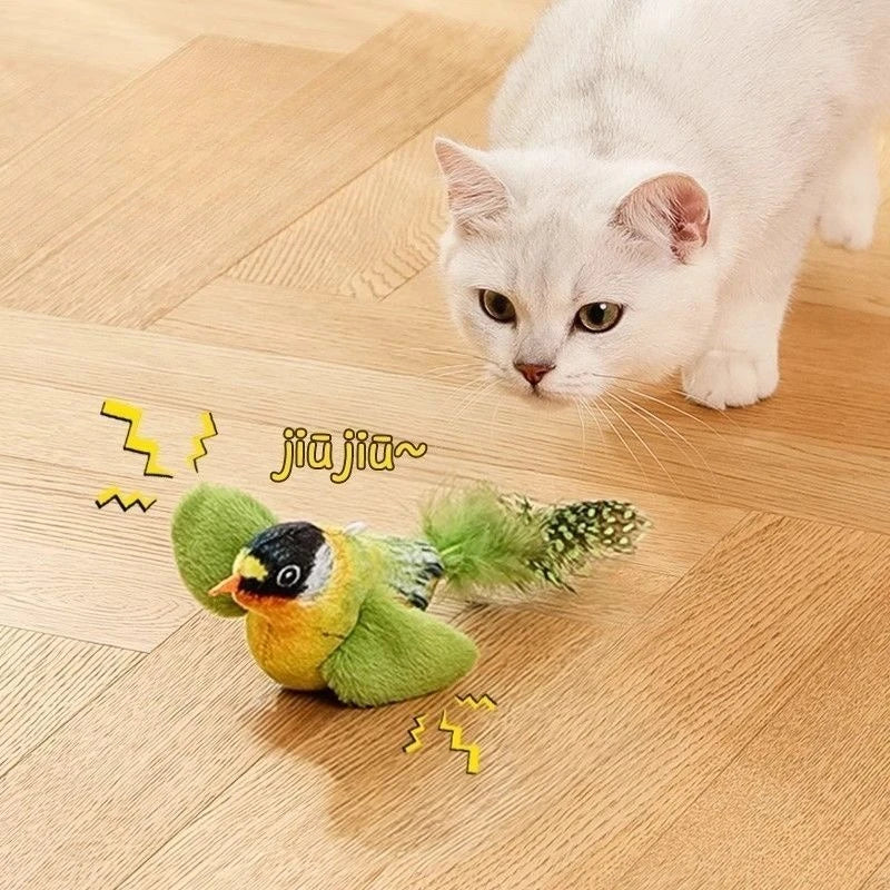 Interactive Catnip Bird Plush Wall Hanging Toy for Indoor Play