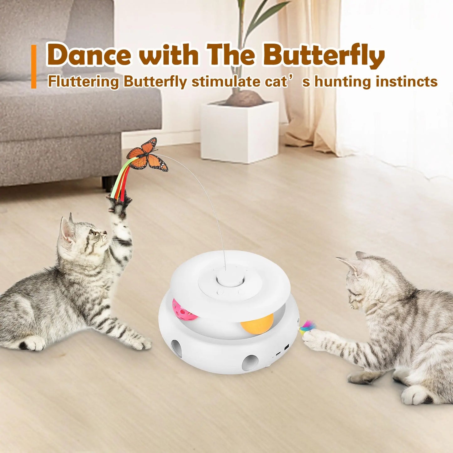 Zoomiezz Interactive Cat Toy 3 In 1 Electric USB Rechargeable