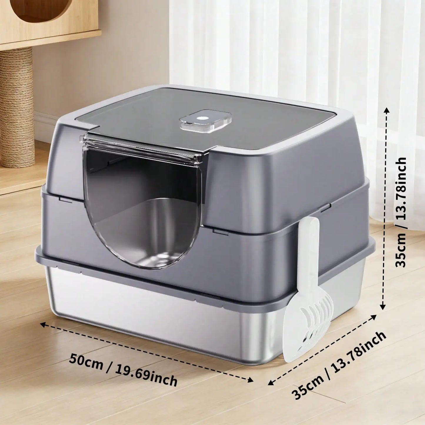Stainless Steel Enclosed Cat Litter Box With Lid And Filter