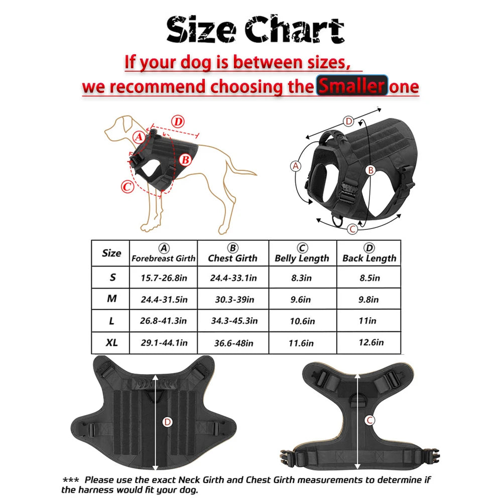 Tactical Dog Harness With Molle Pouches And Reflective Vest