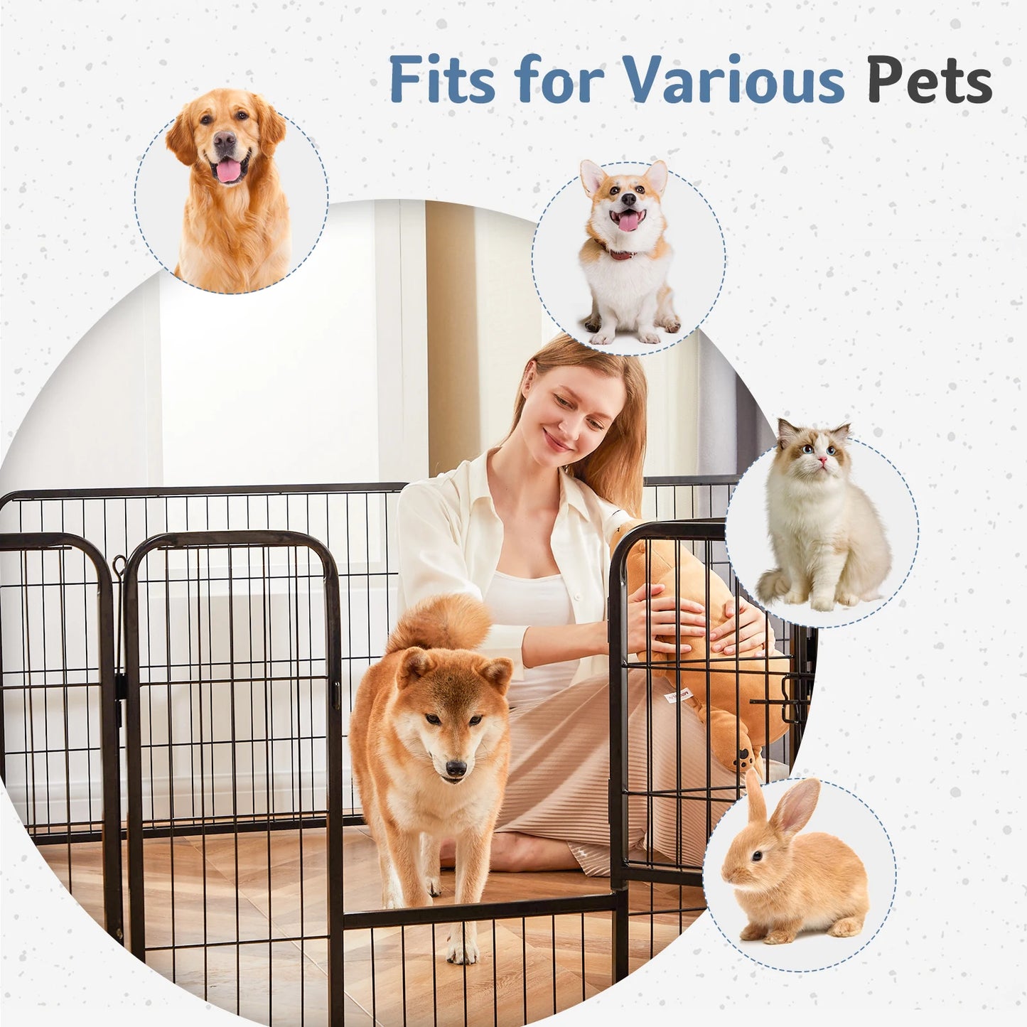 JHK 16 Panel Dog Playpen Metal Fence Foldable For Yard