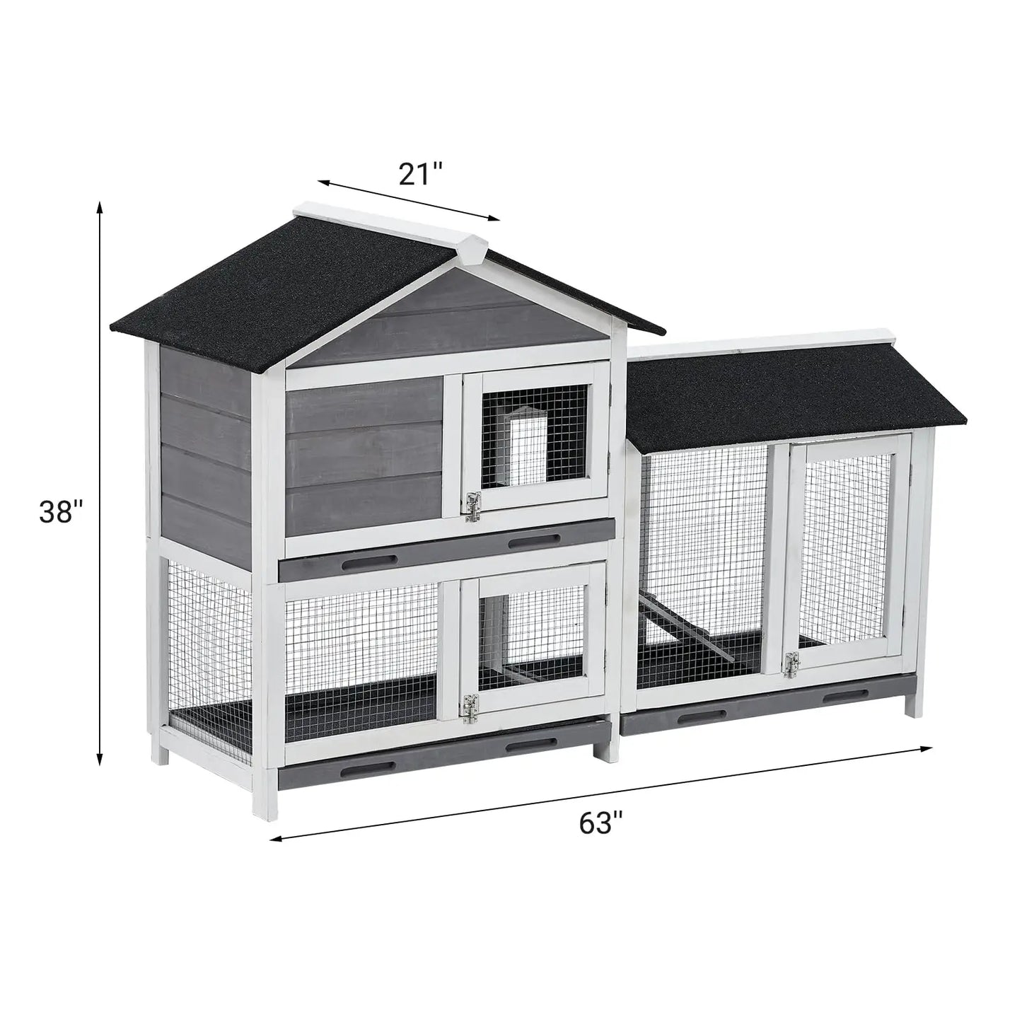 Bunny Hutch Cage With Leak Proof Trays And Wooden Roof