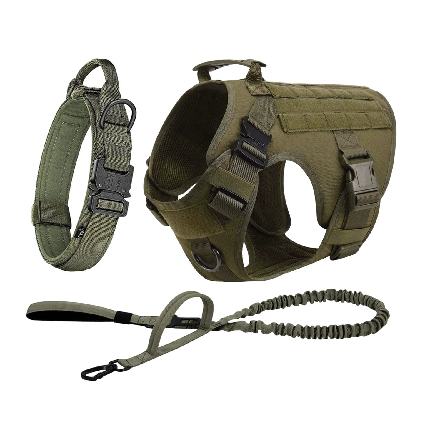 Tactical Dog Harness With Molle Pouches And Reflective Vest
