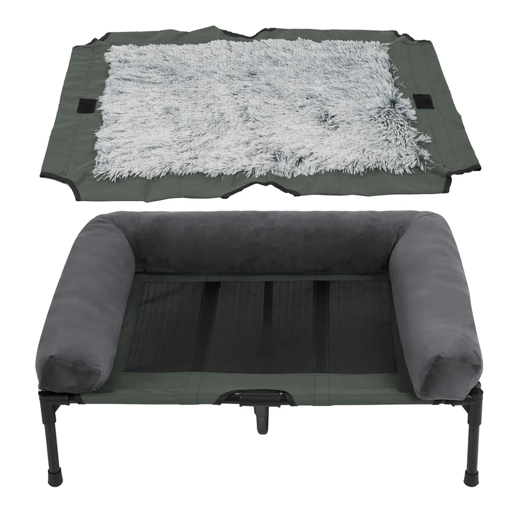 BORWART Outdoor Raised Dog Bed With Cooling Breathable Mat
