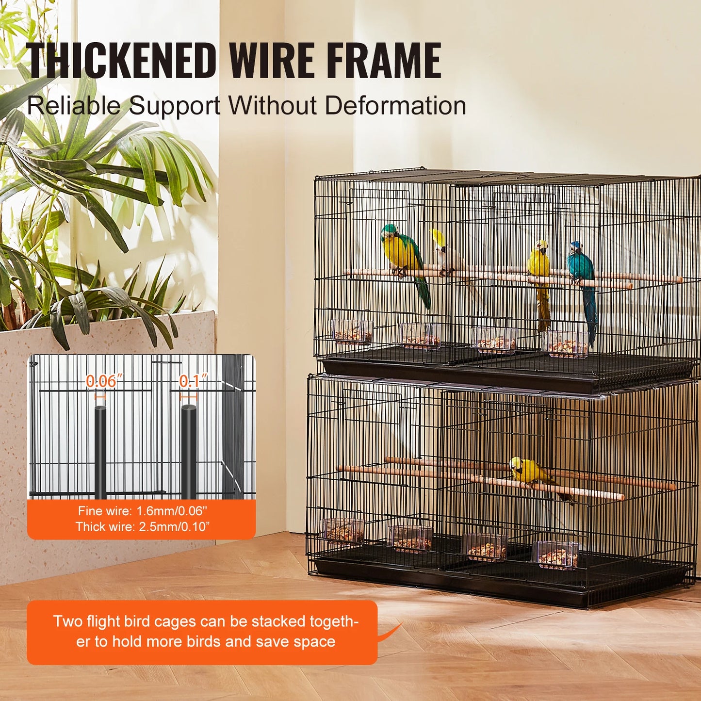 SucceBuy Stackable Divided Bird Cage With Handle For Travel