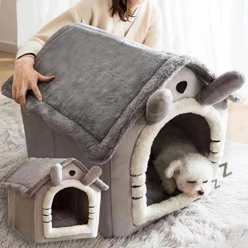 Pet Bed House Cushion Suitable for Small Medium Large Pets Foldable Pet House Removable Washable Cat Bed Indoor Warm Doghouse