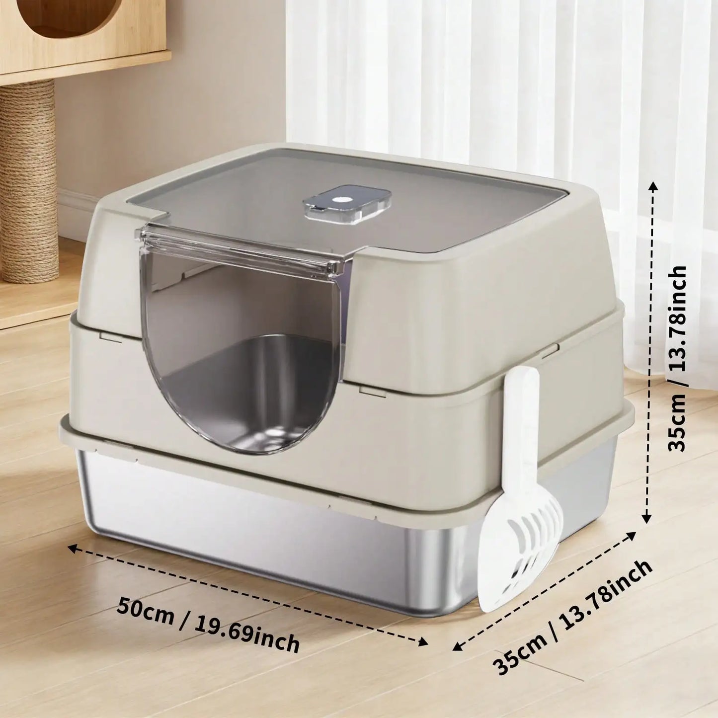 Stainless Steel Enclosed Cat Litter Box With Lid And Filter