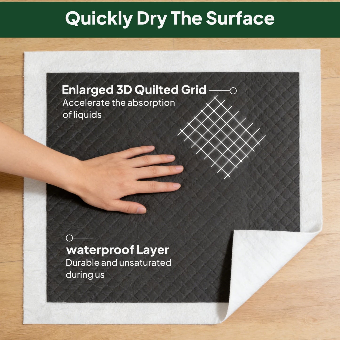 50pcs Activated Bamboo Charcoal Disposable Pet Underpads, Super Absorbent Odor Control Puppy Training Pads, Leakproof Anti-Slip Dog Pee Mats for Small Medium Large Dogs，Ultra Absorbent Waterproof Anti-Slip Puppy Potty Train