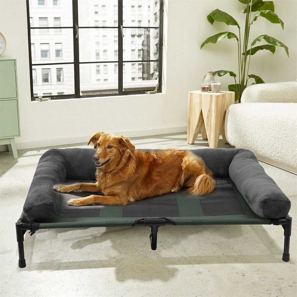 BORWART Outdoor Raised Dog Bed With Cooling Breathable Mat