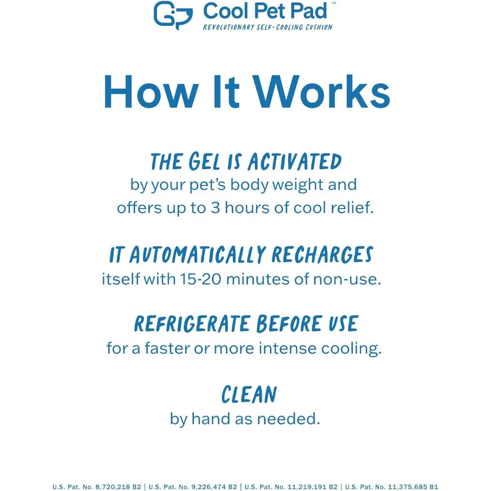 Self-Cooling Pet Mat, Large (46-80 lbs) - Pressure Activated, No Water or Electricity Needed, Non-Toxic Gel