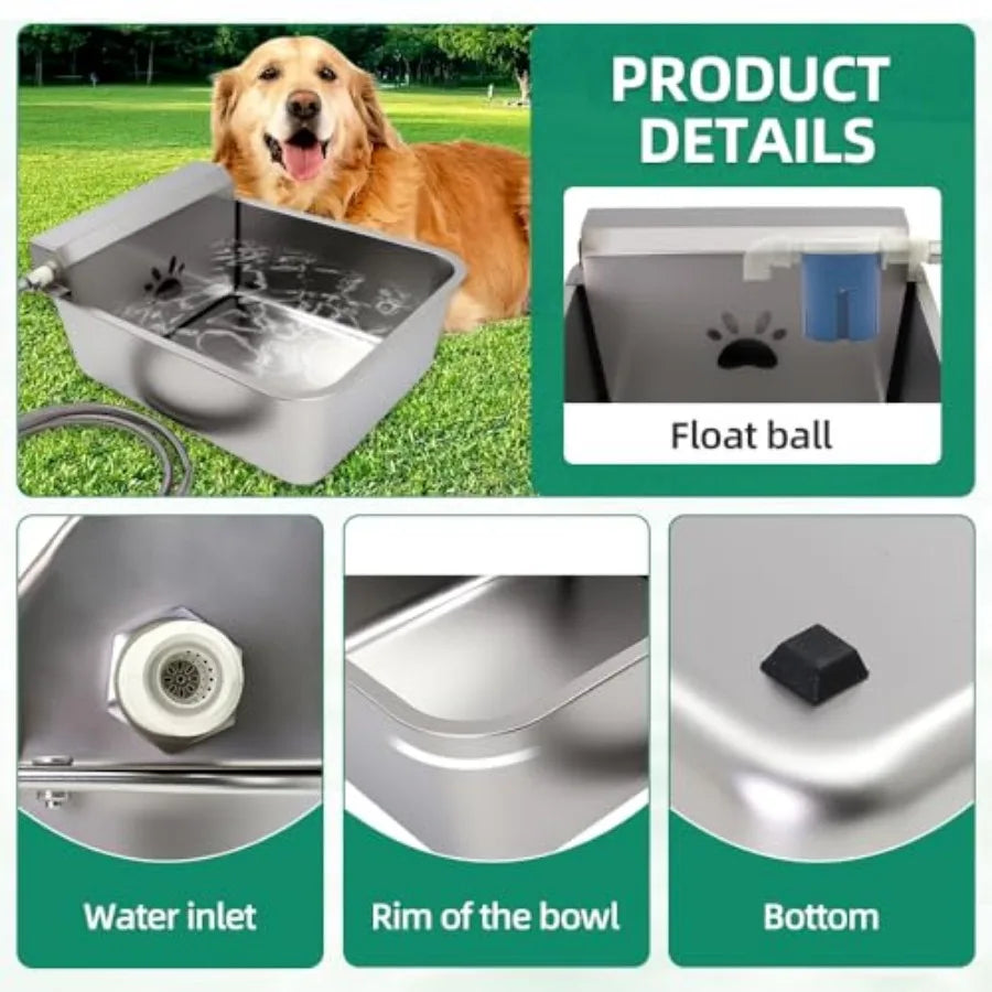 Automatic Dog Water Dispenser 23L/6Gal Capacity Large Water Bowl Auto Filling Water Fountain Stainless Steel for Large Pet Dog