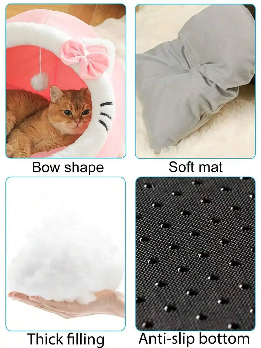 PETSIN 1 Pc Cute Cat Bed For Indoor Cats House, Washable Pet House, Warm Pet Cave Bed , Suitable For Use Of Rabbits, Puppies And