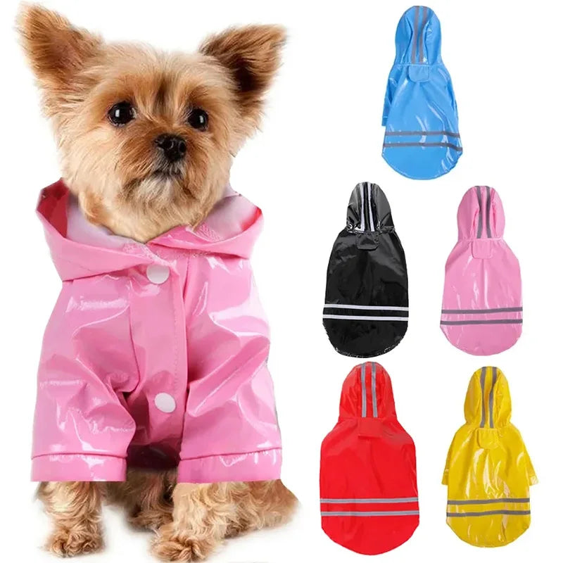 Summer Outdoor Puppy Pet Rain Coat S-XL Hoody Waterproof Jackets PU Raincoat for Dogs Cats Apparel Clothes Wholesale