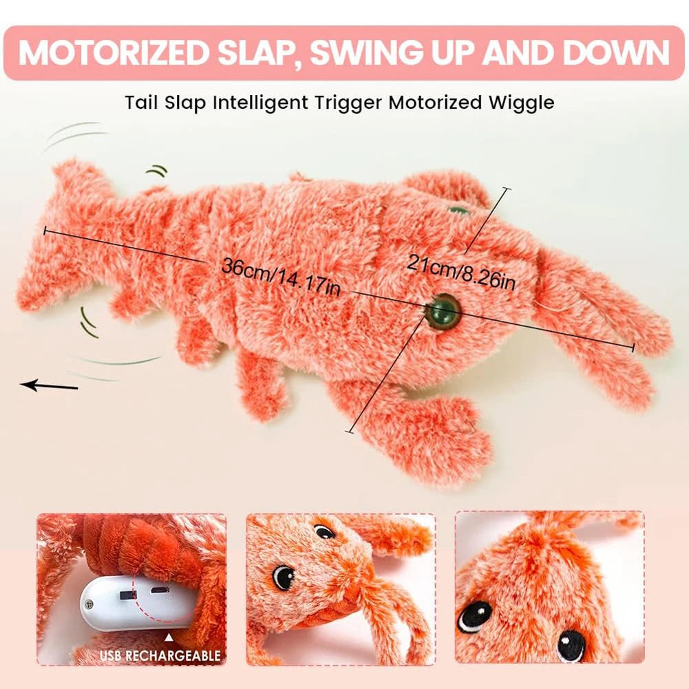 Shunmaii Jumping Moving Dog Toy Floppy Lobster Interactive Plush