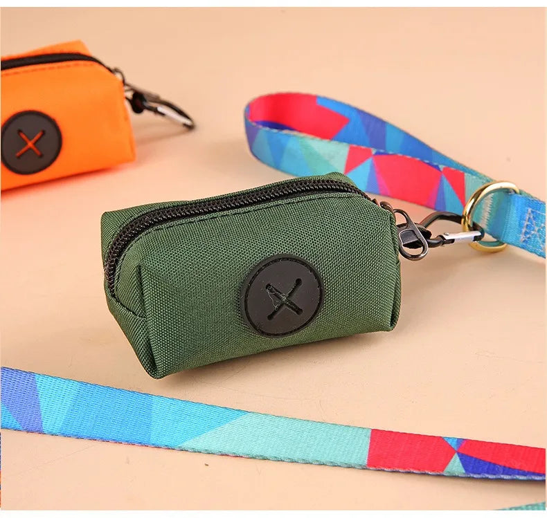 Canvas Dog Poop Bag Holder, Outdoor Pet Waste Bag Dispenser with Carabiner Clip, Animal Waste Collection Pouch