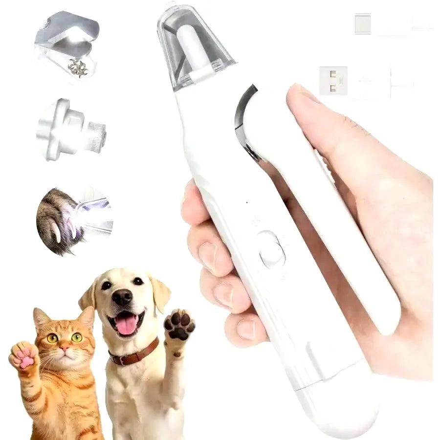 New model 2-In-1 Dog Nail Clippers With Lights - Electric Pet Nail Grinder Quiet, Suitable For Small Large Dogs And Cats, LED Prevents Over-Cutting, USB-C Rechargeable Safety Protection Grooming Kit For Black Nails