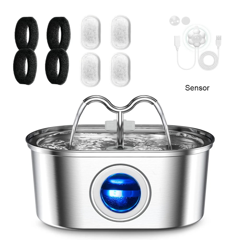 3.2L Cat Drinking Fountain Automatic Stainless Steel Pet Dogs Water Dispenser Ultra-quiet Pump Water Foutain For Multiple Pets