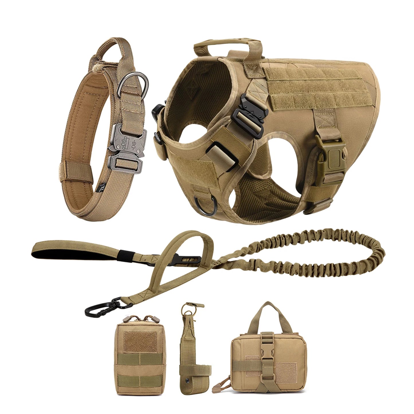 Tactical Dog Harness With Molle Pouches And Reflective Vest