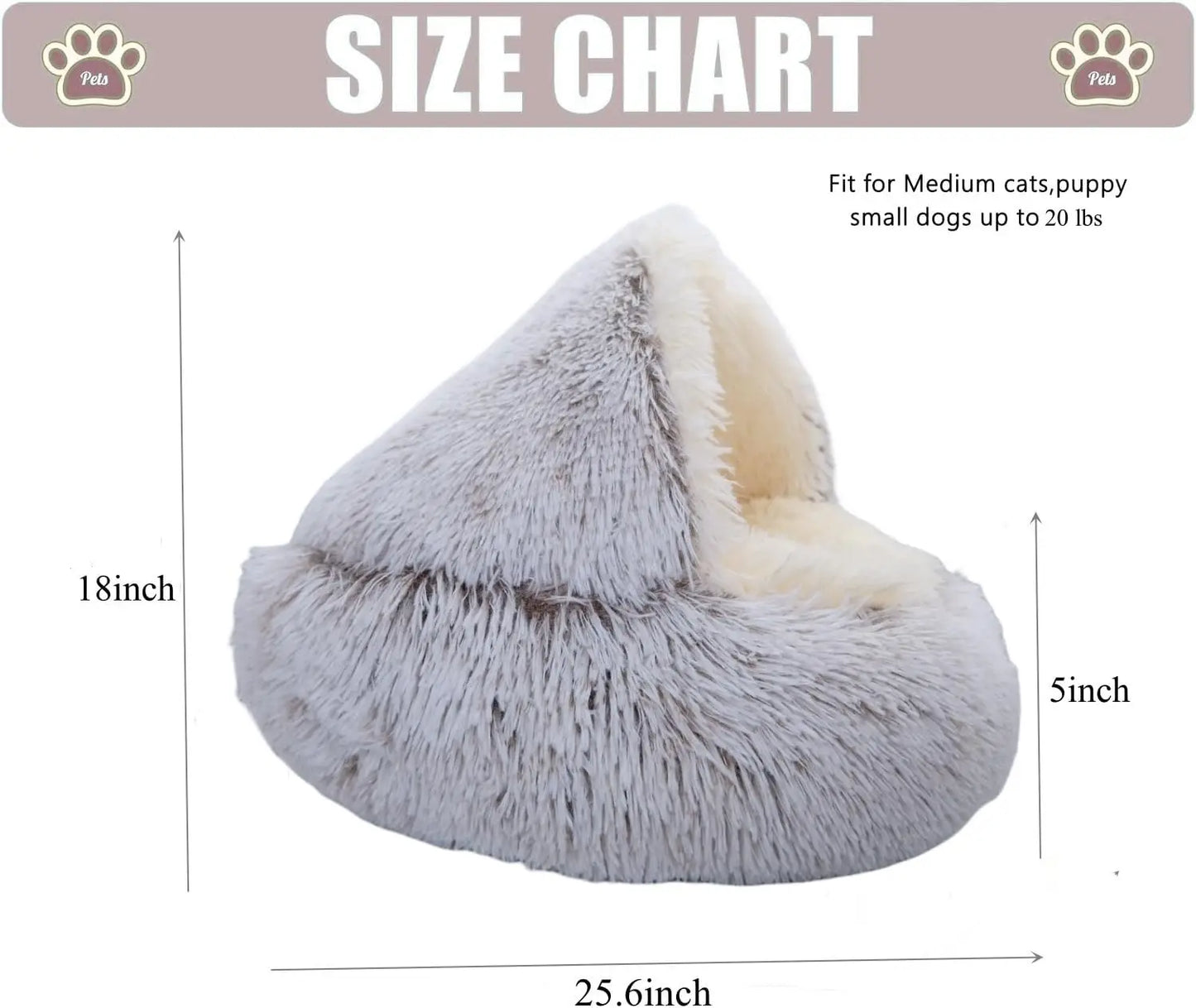 Calming Round Dog Bed And Cat Cave With Hooded Cover