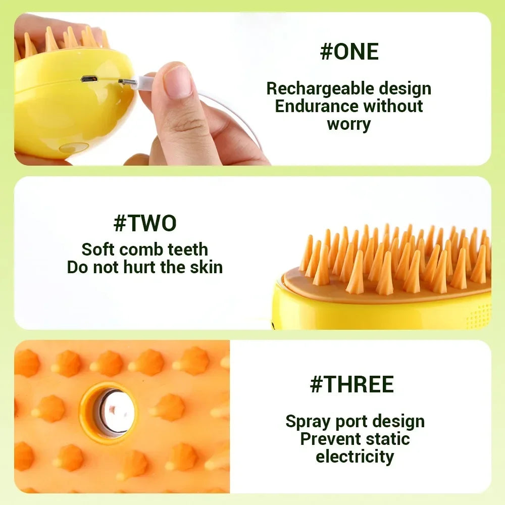 Cat Dog Steamy Brush Steam Brush Electric Sprayer for Massage Pet Grooming Tool Shedding 3 in 1 Electric Sprays Massage Combs Cat Accessories Pet Pets Bolsa De Baño Para Gato Peigne Chien Cat Supplies