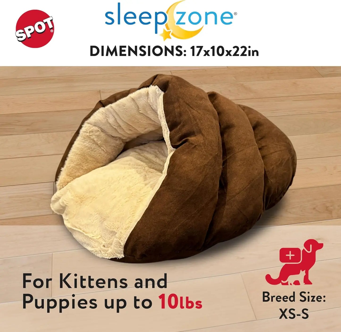 Sleep Zone Cuddle Cave Pet Bed Plush Interior For Pets