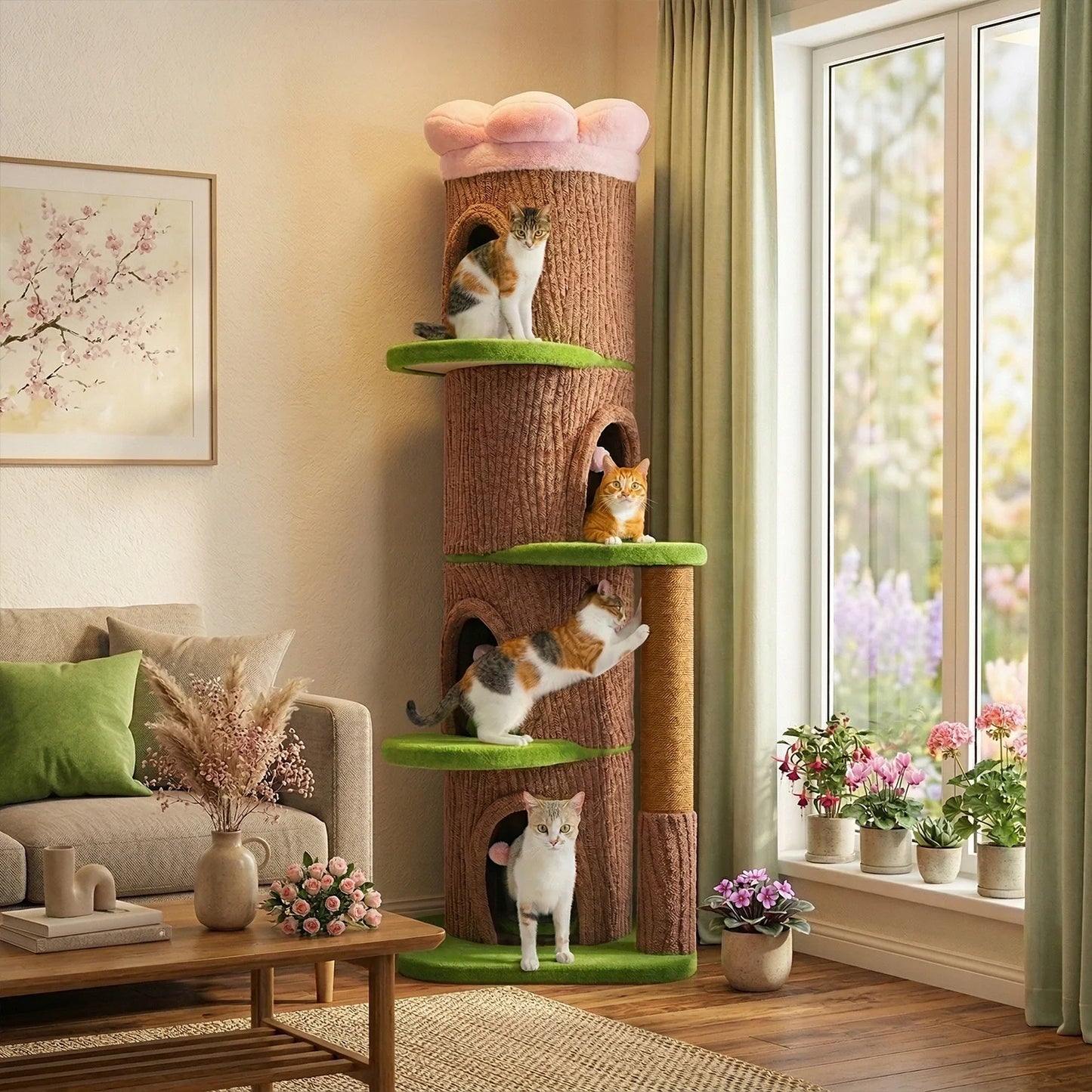 PAWZ Road Large Cat Tree Tower With Four Condos Indoor