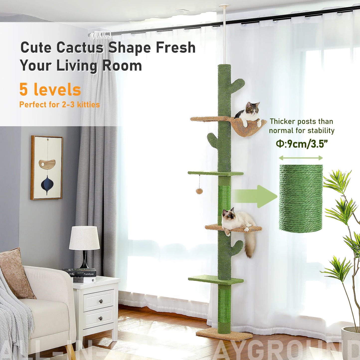 PAWZ Road Cat Tree Five Tier Floor Ceiling Climbing Tower