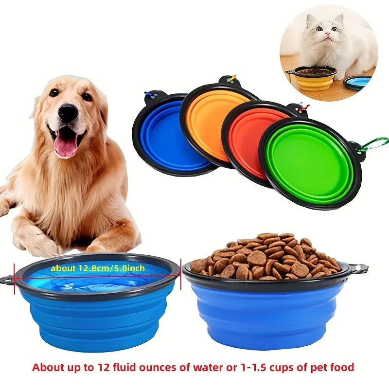 Portable Pet Food Bowl Durable TPR Silicone Collapsible Travel Dish