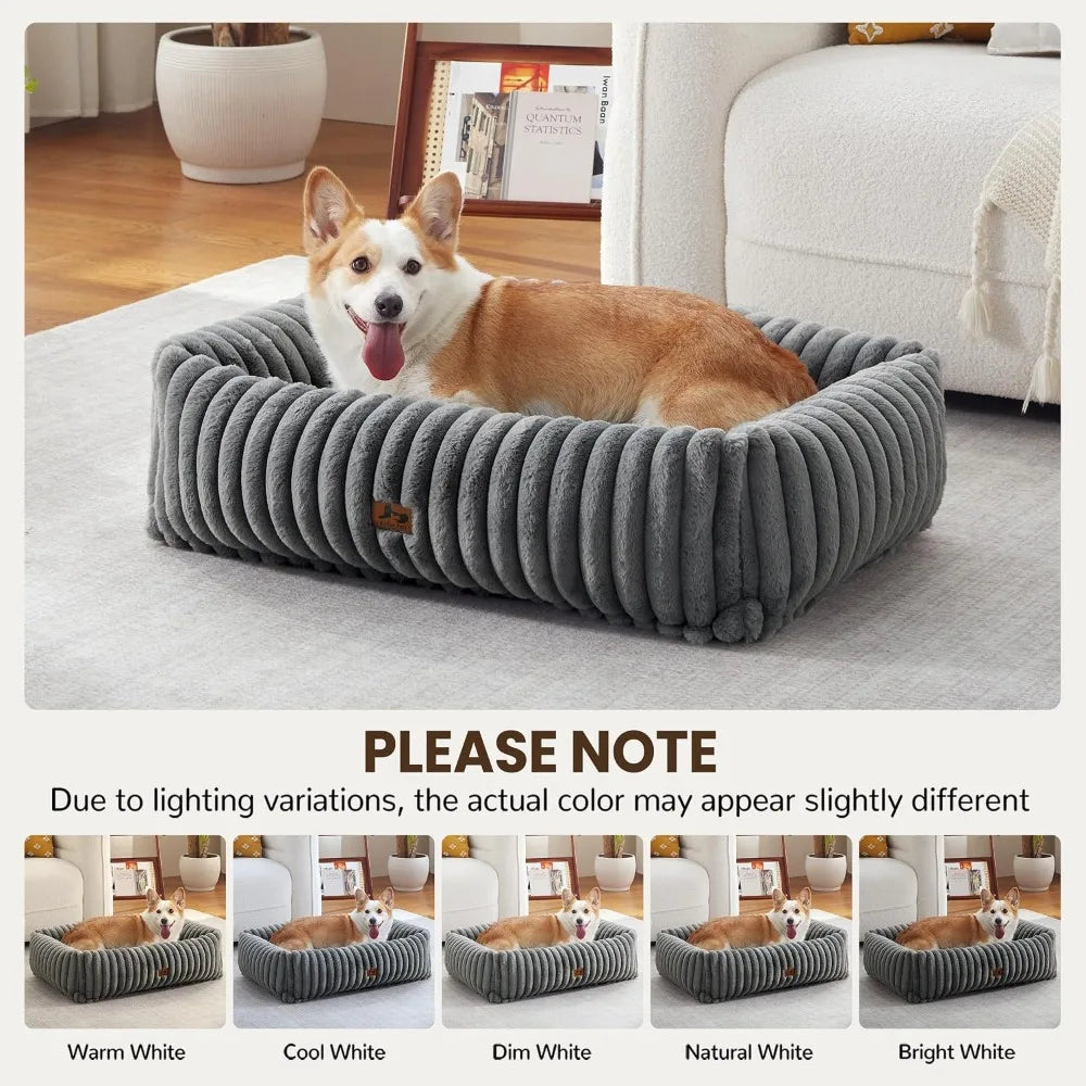 Orthopedic Rectangle Dog Bed, Medium Memory Foam with Anti-Slip Bottom, Grey 30x24x8in