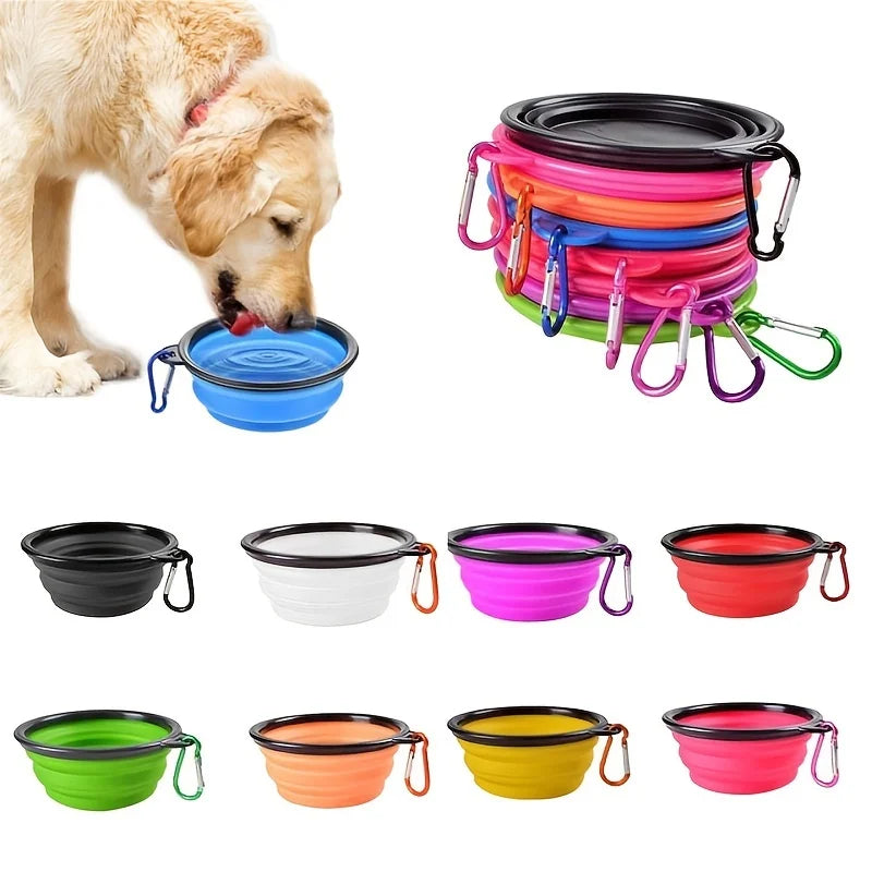 Portable Pet Food Bowl Durable TPR Silicone Collapsible Travel Dish