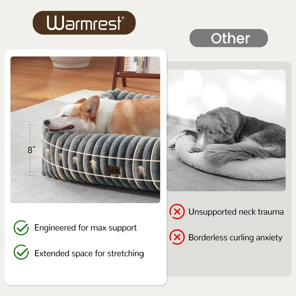Orthopedic Rectangle Dog Bed, Medium Memory Foam with Anti-Slip Bottom, Grey 30x24x8in
